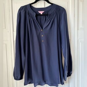 Lilly Pulitzer navy silk blouse, large